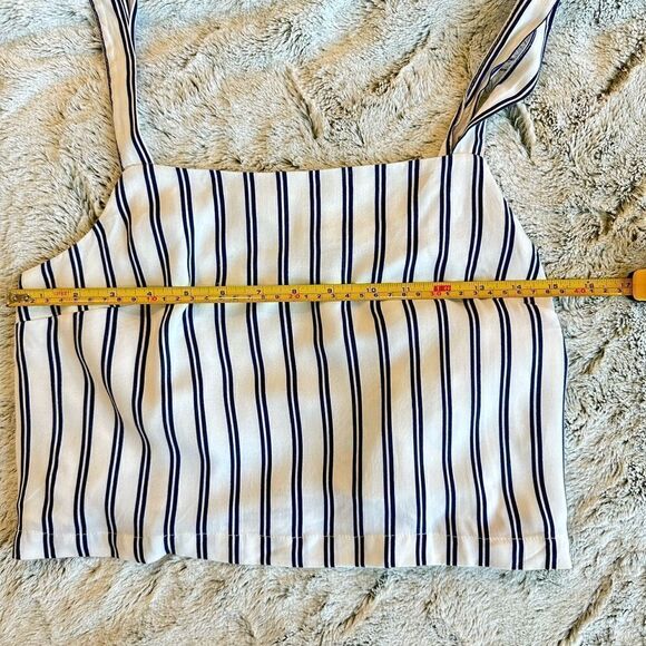 PacSun Lottie Moss Size Small Blue White Striped Nautical Preppy Crop Top - Picture 7 of 10